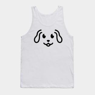 Woof! - Cute Dog Face Line Art - Black Tank Top